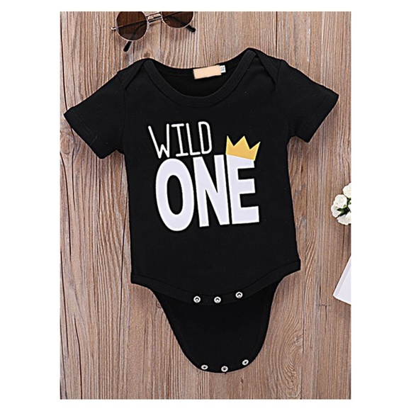 Black White Graphic Wild One Onsie Romper Baby - Picture 5 of 5